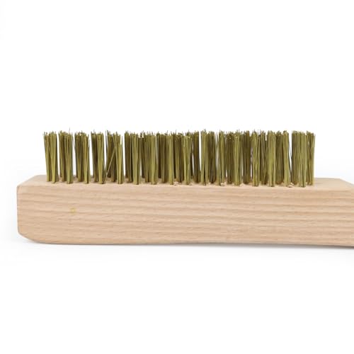 MAXMAN Brass Brush 2Pcs, 10" Heavy Duty Brass Wire Brush, Rust/Weld Remover | Heavy Duty Brass Bristles, Metal Brush, Curved Beechwood Handle, Wire Brushes for Cleaning Rust, Compact & Sturdy - style: 2Pcs Brass Brushes