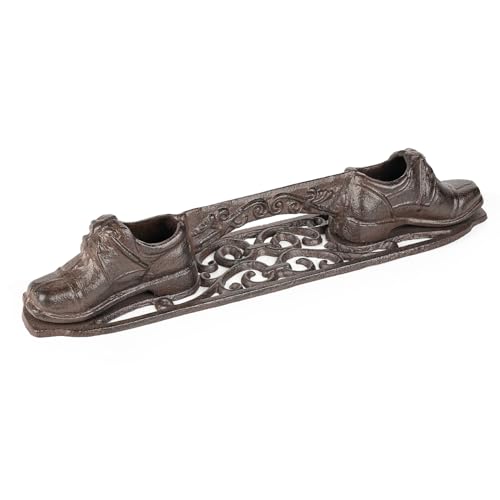 Sungmor Vintage Cast Iron Boot Scraper, Rustic Brown Shoes Boot Cleaner | Farmhouse Front Door Shoe Scrubber Mat,Decorative Garden Mud Cleaner