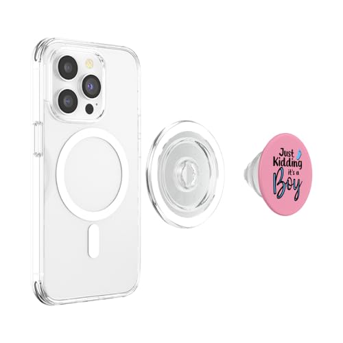 Just Kidding It's a Boy Pink Gender Reveal Party Supplies PopSockets PopGrip for MagSafe - style: Magnetic PopGrip