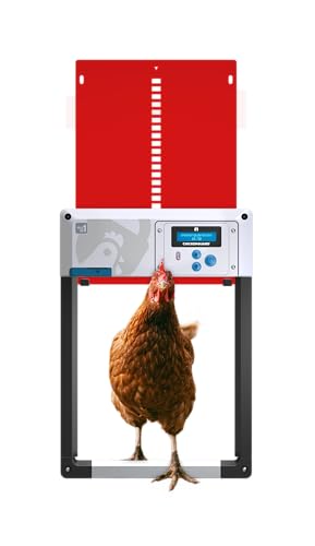 ChickenGuard AIO Complete Automatic Chicken Coop Door Plus AA Batteries | Battery-powered automatic chicken door opener with timer/light sensor, anti-pinch, weather-resistant anti-lift aluminum door