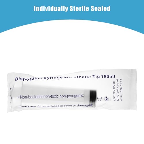 150ml Large Syringes, Individually Sterile Sealed Plastic Syringe for Liquid, Scientific Labs, Measurement, Pet Feeding ,Ink Refilling ,Oil or Glue Applicator(1 Pack) - style: 150ml