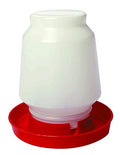 Little Giant® Complete Plastic Poultry Fount | Heavy Duty Plastic Gravity Fed Water Container Jar | Waterer for Chickens, Turkeys, Ducks & More | Made in USA | 1 Gallon | Red