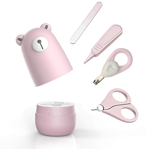 Baby Nail Clippers Set, Baby Manicure Set and Pedicure Set with Cute case. Baby Grooming Gift Set for Newborns, Infants and Toddlers - color: c pink
