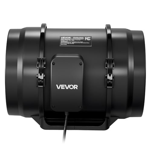 VEVOR Inline Duct Fan, 8-Inch 720 CFM with Power Cord, Quiet AC-Motor Ventilation Exhaust Fan for Cooling Booster, Grow Tents, Hydroponics - size: 8" Inline Fan
