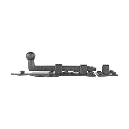 Renovators Supply Manufacturing Slide Bolt Latch 3 3/4 in. Black Wrought Iron Ball Tip Style Slide Bolt with Mounting Hardware Pack of 2 - size: Pack of 2, style: 3.75 inch - Ball Tip