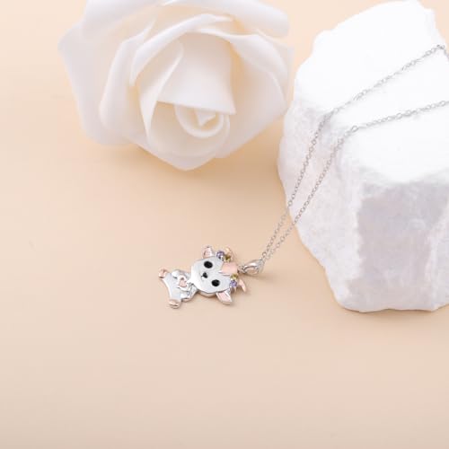 Cute Goat Necklace for Women - 925 Sterling Silver Goat Zirconia Heart Pendant Necklace Jewelry Gifts for Goat Animal Lovers