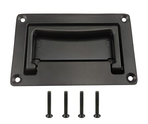 Zinc Alloy Recessed Pull Handle Container Handle Black Flush Lift Recessed Door Handle,4.33 Inch,1 Pack