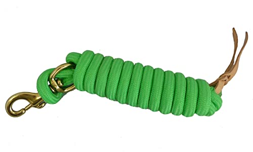 9 Ft Nylon Lead Rope, 5/8 in, Leather Popper - color: Lime Green