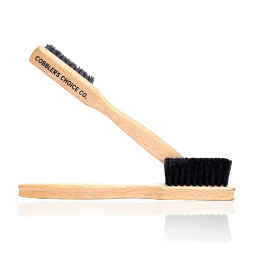Cobbler’s Choice Co. Leather Care Kit with Horsehair Shoe Brush, Dauber Brush, Welt Brush, Microfiber Cloth - Tan - color: Tan