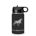 LaserGram Personalized 12oz Water Bottle, Horse (Black) | Engraved Gift, Vacuum Insulated Stainless Steel, Flip-Top Straw Lid, Laser Engraved With Your Name - color: Black, size: 12 Ounces
