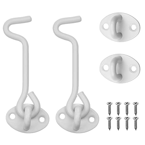 Kare & Kind Hook and Eye Latch (4-inch) - with Mounting Screws - Heavy Duty Locks for Door, Gates, Barns, Bathrooms, Cabins (2-White) - style: 2-White