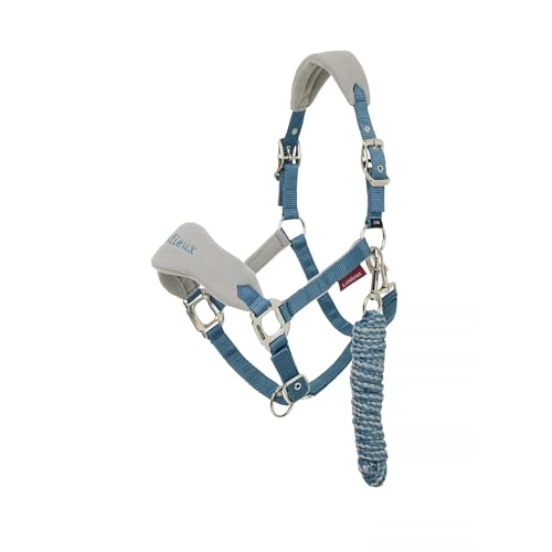LeMieux Vogue Fleece Headcollar - Halter & Leadrope - Extra Padding, Adjustable at Curb and Poll Strap - color: Ice Blue, size: Pony