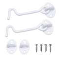 Eco-Fused 4-inch Heavy Duty Hook and Eye Latch - 2X Barn Door Lock (White), 8X Mounting Screws - Powder Coated Stainless Steel Hooks for Door, Windows, Sheds, Fences, Gates, Closets, Cabinets - color: 2 sets: 4 inch - White