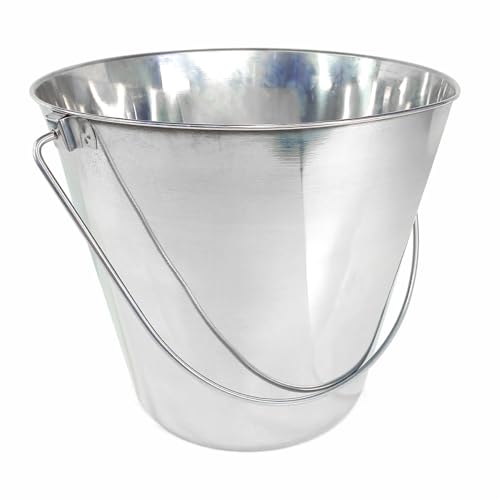 3 Gallon Stainless Steel Bucket - Flat-Side Metal Bucket 13 Quart | Rust-resistant & Durable Bucket For Food Prep Cleaning Feeding & Watering Pets & Livestock - For Crates Kennel Cages & Fences - size: 13 Quarts
