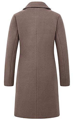 chouyatou Women's Big Notch Lapel Single Breasted Mid-Long Wool Blend Coat - color: Khaki, size: X-Small
