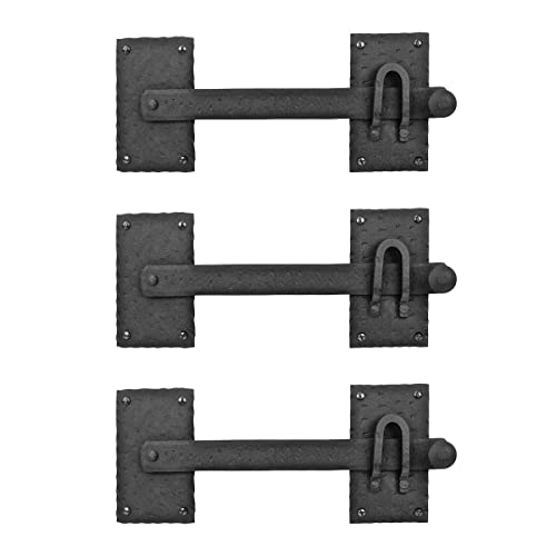 Black Iron Fence Gate Latch Lock, Colonial Style Door Hardware, 12 in, Pack of 3 - color: 12-inch Latch, size: Pack of 3