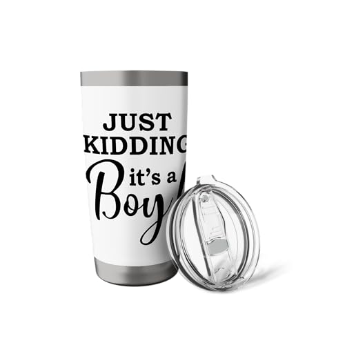 Just Kidding It's a Boy Pink Gender Reveal Party Supplies Stainless Steel Insulated Tumbler