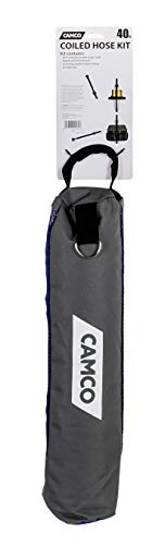 Camco 40’ Coiled Water Nozzle with Adjustable Spray Pattern Kit – Hose Design Prevents Kinking and Tangling, for Car Washing and Gardening (41982) - style: 40' Coiled Water Hose Kit