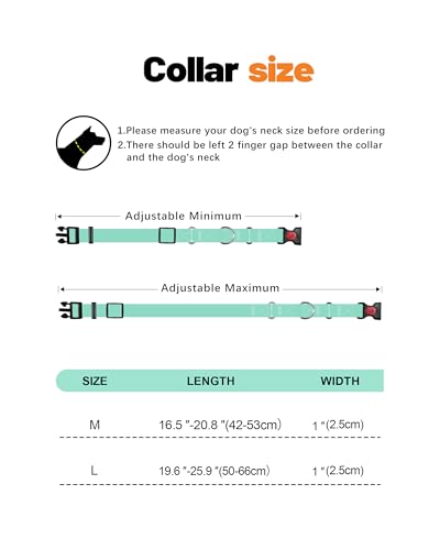 Waterproof Martingale Collar for Dogs,Easy to Clean Dog Collars with Safety Quick Release Buckle,Rubber Collar for Medium Large Dogs Walking Training (Mint Green, M (16.5-20.8inch)) - color: Mint Green, size: M (16.5-20.8inch)