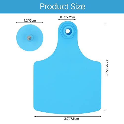 4.1" L×3.5" W Cattle Ear Tags Big Blank 100PCS Livestock Identification TPU | Cow Ear Tags for Cattle Laser Tags for Cows Pigs Hog Goats Sheep Calf Animal Goat Sheep Earring Tags Non-fading (Blue) - color: 5-blue