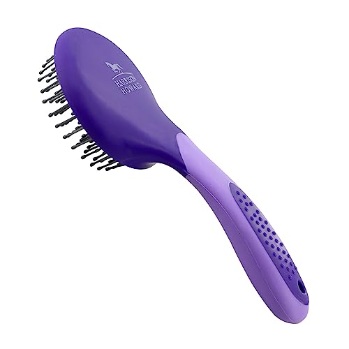 Harrison Howard Horse Mane and Tail Brush - Professional Grooming Brush, Equestrian Detangler, Non-Slip, Purple - color: Purple