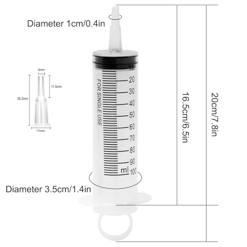 24 Pack 100ml Syringes with Tip Adapters, Large Garden Syringe Individually Packaged for Scientific Labs, Nutrient Measuring, Watering, Refilling - style: P 100ml