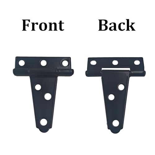 6PCS 2" Heavy Duty T-Strap Hinges, Black Rustic Iron Hinge, Rustproof Gate Tee Hinges for Outdoor Sheds, Barn Doors & Wood Fences-Thickness 1mm - size: 2 Inch