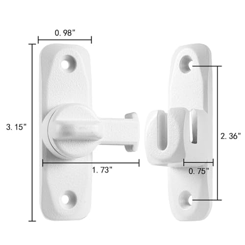 2 Packs Matte White Barn Door Latches,90/180 Degree Gate Lock_B | Zinc Alloy Right Angle Door Lock Latch,Flip Gate Latches,Sliding Door Latch Lock,for Cabinets,Fence Gates,Pet Cage - color: Matte White