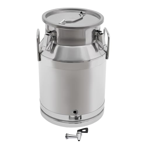 Stainless Steel Milk Can, 30 Liter Seamless Milk Jug Wine Pail Bucket with Spigot 7.93 Gallon Anti-Leak Liquid Storage Container Milk Pail with Sealed Lid Heavy Duty (30L with Spigot) - size: 30L with Spigot