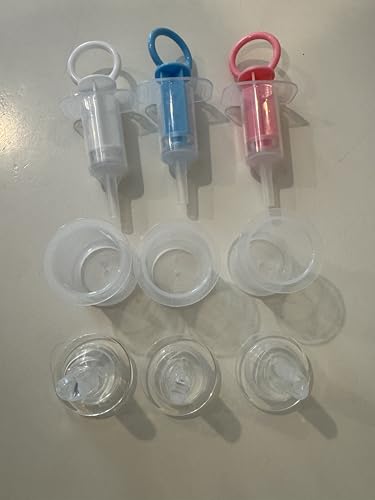 Baby Medicine Dropper Syringe with Ring Handle, Clear Plastic Easy Oral Medication Dispenser Toddler, Pink Blue White (Pink) - color: Pink