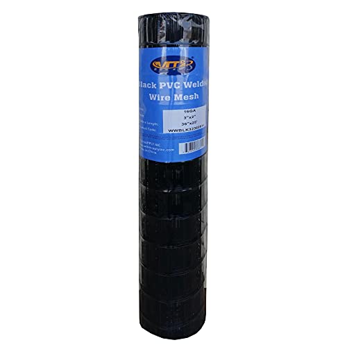 Black PVC Coated Welded Wire Mesh Garden Economy Fence 36 Inch x 25 Foot-3 Inch x 2 Inch 16GA - color: Black, size: 36"x25\'-3"x2" 16GA