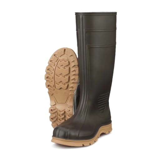 Heartland Barnyard 15” Agricultural Waterproof Work Boots for Men - Lightweight PVC Boots with Comfort Footbed & Self-Cleaning Traction Outsole - size: 5