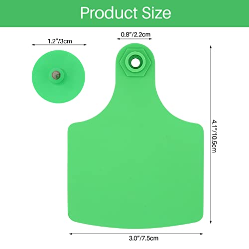 4.1" L×3.5" W Cattle Ear Tags Big Blank 100PCS Livestock Identification TPU | Cow Ear Tags for Cattle Laser Tags for Cows Pigs Hog Goats Sheep Calf Animal Goat Sheep Earring Tags Non-fading (Green) - color: 6-green