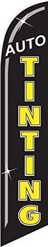 GLOBAL ADVERTISING SOLUTIONS Auto Repair Feather Flag Eye Catching Banner Sign for Business and Marketing Complete Set with 15 ft Pole Kit and Ground Spike (Auto Tinting) - style: Auto Tinting
