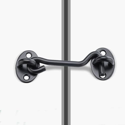 2 Pcs Barn Door Lock, 3 inch Steel Hook and Eye Latch for Door, Black - size: 3 Inch