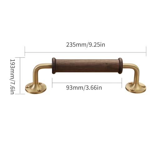 1 Pack Brushed Brass Pull Handle Wood Handle for Fence Gate Barn Door Closet Sliding Door Sheds Indoor Handrail - color: Brushed Brass
