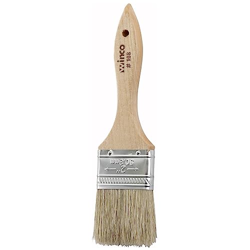 Winco 2" Boar Bristle Heavy-Duty Pastry Brush | Durable Bristles, Basting, Glazing, Marinades, Butter and Pastry Prep, Metal ferrules - size: 2-Inch