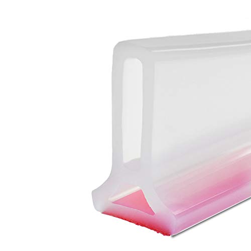 Duzzy 75 Inch Shower Threshold Water Dam, Shower Water Guard to Keep Water in Shower, Shower Water Stopper Dry and Wet Separation Suitable for Bathroom and Kitchen (Clear) - color: Clear, style: 75 Inch
