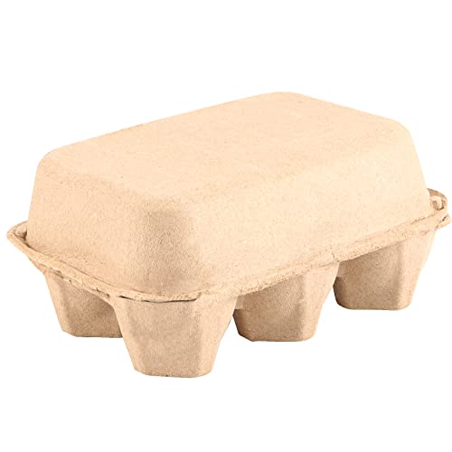JAPCHET 50 Pack Egg Cartons - 6 Count, Paper Pulp Egg Tray Holder, Biodegradable for Family, Farm, Market
