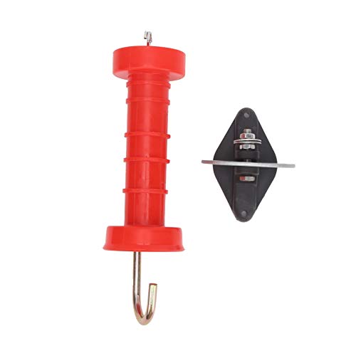 10Pcs Electric Fence Gate Handles, Farmily Plastic Red ABS Heat/Cold-Resistant Spring Gate Handles Agricultural Fencing Tools with 10Pcs Insulators