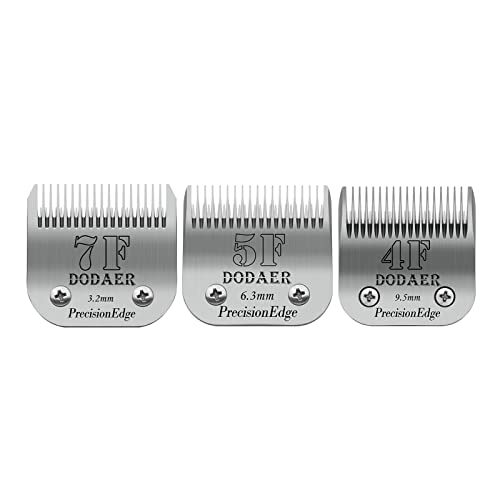 7F/5F/4F Dog Grooming Blades Set,Compatible with Andis,Oster A5,Wahl KM10 | Include 7F/5F/4F Detachable blade ,3 Count,Made of Stainless Steel - size: 7F+5F+4F