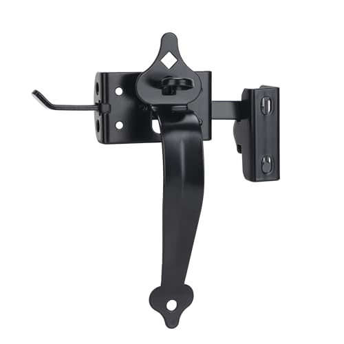 HILLMASTER Thumb Gate Latch for Wooden Fence,Self Locking Thumb Latches Fence Latch with 9in Gate Handle,Heavy Duty Door Latch Gate Hardware Kit for Outdoor Garden,Metal Gate,Vinyl Fence,Black Finish