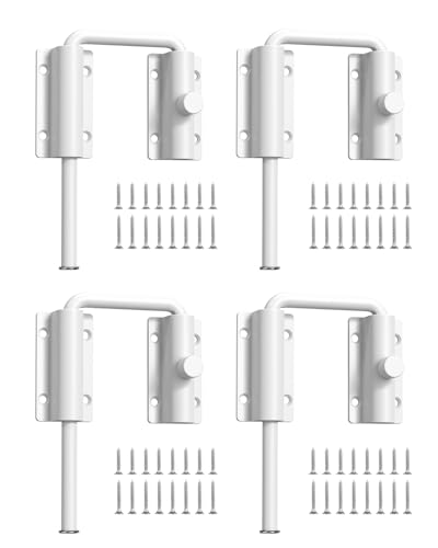 Sliding Door Loop Lock, Multi-Angle Barn Door Lock, White-4 PCS | Aluminum Alloy, U-Shaped Loop Latch for French/Fences/Windows/Screen/Patio Sliding Doors - color: White-4 PCS
