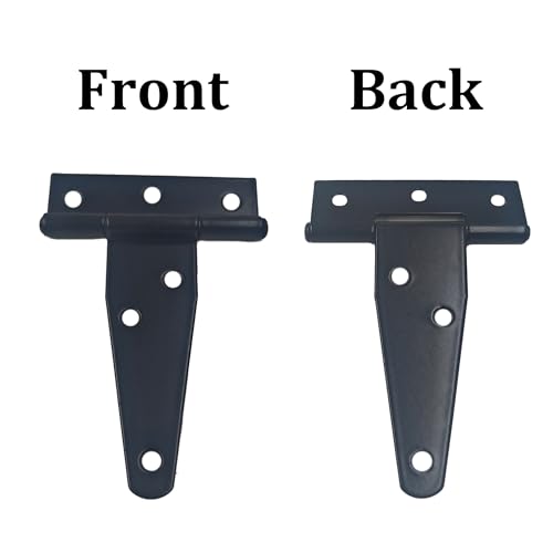 6PCS 3" Heavy Duty T-Strap Hinges, Black Rustic Iron Hinge, Rustproof Gate Tee Hinges for Outdoor Sheds, Barn Doors & Wood Fences-Thickness 1.2mm - size: 3 Inch