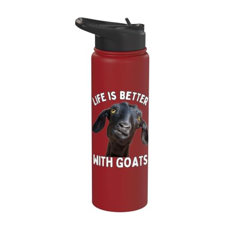 Funny Life is Better with Goats Whisperer Goat Lover Kids Stainless Steel Insulated Water Bottle - color: Red