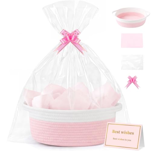 Yeezube Woven Basket Gift Basket Storage Baskets with Gift Bag Card Ribbon Tissue Paper for Wedding Gifts Empty Graduation Gifts Stuffers Baby Shower