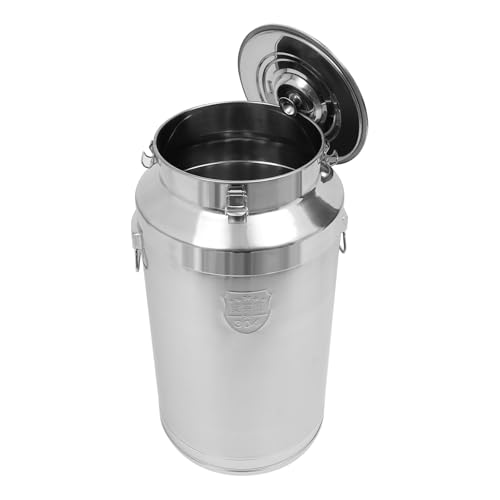 Stainless Steel Milk Bucket with Sealing Lid and Carry Handle,Thickened Stainless Steel Milk Can Large Liquid Container Storage Hold Solids Such as Rice, Beans, and Grains (88L/23.3Gal) - size: 88L/23.3Gal
