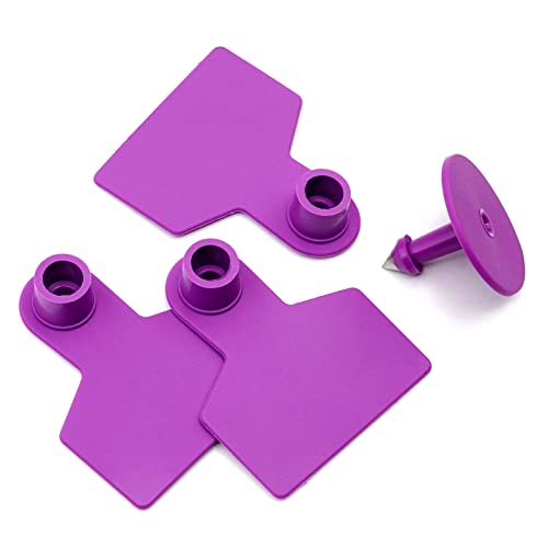 Blank Ear Tags 100 Pieces Livestock Identification Lable Blank Livestock Ear Tags for Cattle Cow Pig Goat Sheep Dog (Purple) - color: Purple