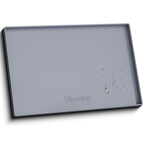 19" x 28" Extra Thick Silicone Mat Waterproof with Raised Edge, Gray | Under Sink Mat for Kitchen & Bathroom, Kitchen Cabinet Liner, Multi-Purpose for Storage & Protection - color: Gray, size: 19"L x 28"W