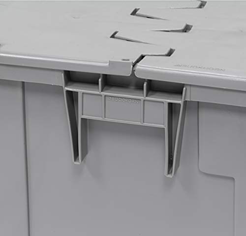 Akro-Mils 39280 Industrial Plastic Storage Tote with Hinged Attached Lid, (21.5-Inch L by 15-Inch W by 17-Inch H), Gray, (2-Pack) - size: 28.57 Gallons (2 Pack)
